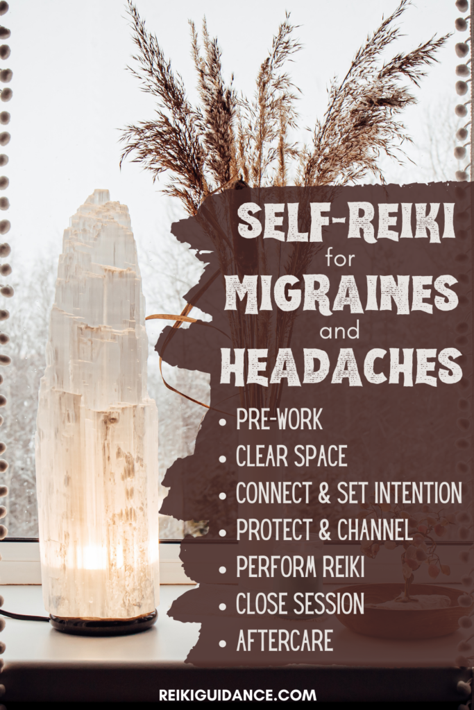 lit selenite lamp on a window sill to help when you give yourself Reiki for migraines and headaches